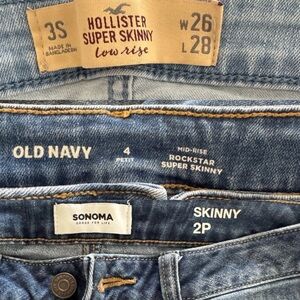 3 pairs of jeans: Hollister, Sonoma and Old Navy Jeans